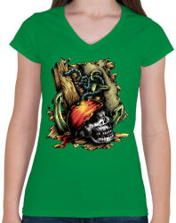 printfashion Kalóz - Női V-nyakú póló - Zöld (407249)