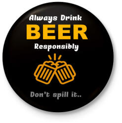 printfashion sört inni felelősségteljesen - Kitűző, hűtőmágnes - Fekete (3099103)