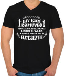 printfashion Egy igazi kőműves - Férfi V-nyakú póló - Fekete (10291222)