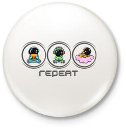 printfashion Repeat gamer - Kitűző, hűtőmágnes - Fehér (14033261)