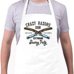 printfashion Borbély 03 - Crazy razors - Kötény - Fehér (4945881)