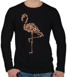 printfashion Flamingó virágokból - Férfi hosszú ujjú póló - Fekete (9433567)