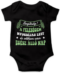 printfashion Nyugdíjas feleségem van - Baba Body - Fekete (9068057)