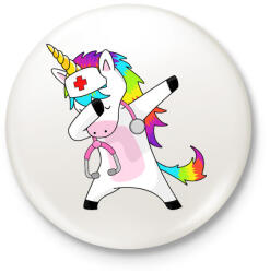 printfashion Unikornis doktor - Kitűző, hűtőmágnes - Fehér (3080357)
