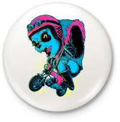 printfashion Motoros panda - Kitűző, hűtőmágnes - Fehér (3073818)