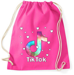 printfashion Tiktok fehér szivecskékkel - Sportzsák, Tornazsák - Fukszia (4596044)