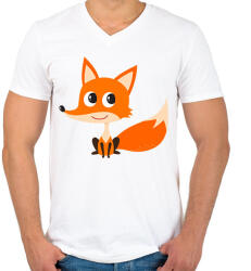 printfashion róka - Férfi V-nyakú póló - Fehér (14452994)
