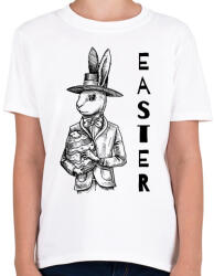 printfashion Easter - Elegáns nyúl - Gyerek póló - Fehér (6333760)