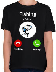 printfashion Fishing phone - Gyerek póló - Fekete (11378349)