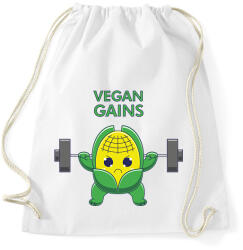printfashion Vegan Gains - Sportzsák, Tornazsák - Fehér (6598850)