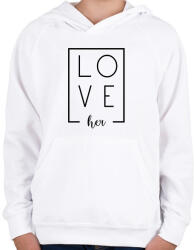 printfashion LOVE her páros 1 - Gyerek kapucnis pulóver - Fehér (6075572)