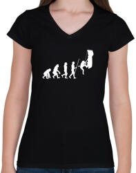 printfashion Hiking Evolution - Női V-nyakú póló - Fekete (1640680)