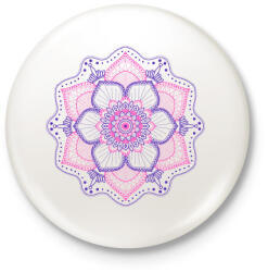 printfashion Rózsaszín-kék mandala - Kitűző, hűtőmágnes - Fehér (3929457)