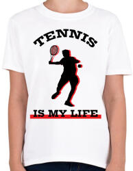 printfashion Tennis is my life - Gyerek póló - Fehér (7168670)
