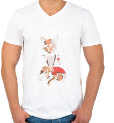 printfashion Catfather - sötét alaphoz - Férfi V-nyakú póló - Fehér (5482635)