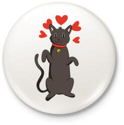 printfashion Fekete macska - Kitűző, hűtőmágnes - Fehér (6380355)