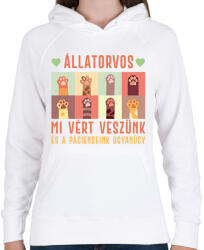 printfashion Állatorvos - Vért veszünk - Női kapucnis pulóver - Fehér (7222787)