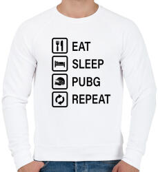 printfashion Eat Sleep PUBG Repeat - Fekete - Férfi pulóver - Fehér (1551917)