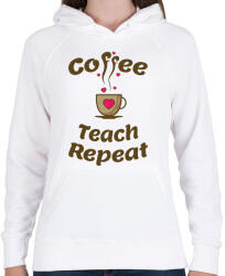 printfashion coffee_teach_repeat - Női kapucnis pulóver - Fehér (10860665)