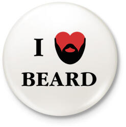 printfashion I love beard - Kitűző, hűtőmágnes - Fehér (6838160)