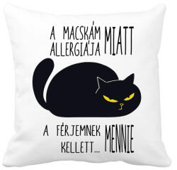 printfashion Macska allergia és férj - Párnahuzat, Díszpárnahuzat - Fehér (4204391)