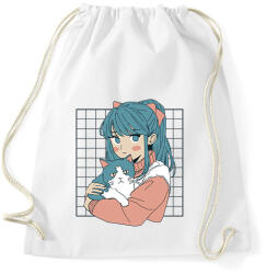 printfashion Animés lány cicával - Sportzsák, Tornazsák - Fehér (13992949)