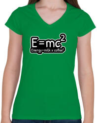 printfashion E=mc2 - Női V-nyakú póló - Zöld (4212327)