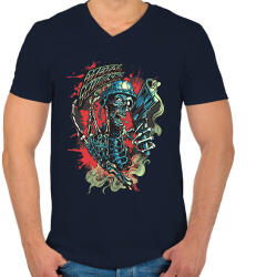 printfashion Metal Mulisha - Férfi V-nyakú póló - Sötétkék (1782362)