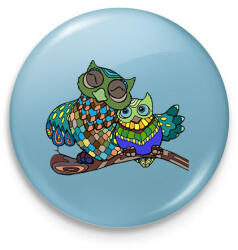 printfashion Baglyok - Kitűző, hűtőmágnes - Világoskék (7295023)