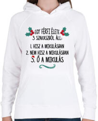 printfashion A férfi élete - Mikulás - Női kapucnis pulóver - Fehér (9622042)