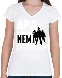 printfashion APA tudtam csak. . . fehér - Női V-nyakú póló - Fehér (6876123)