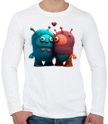 printfashion Vicces Szörnyecskés - cuki, csúnya, szerelmes minta - Férfi hosszú ujjú póló - Fehér (11865725)