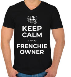 printfashion FRENCHIE OWNER - Férfi V-nyakú póló - Fekete (10441239)