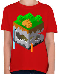 printfashion Minecraft map - Gyerek póló - Piros (2316065)