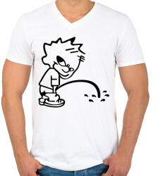 printfashion pee boy - Férfi V-nyakú póló - Fehér (2962810)