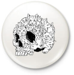 printfashion Koponya macskákból - Kitűző, hűtőmágnes - Fehér (15586737)