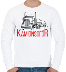 printfashion Kamionsofőr - Vonalas - Férfi pulóver - Fehér (6547170)