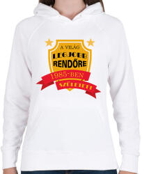 printfashion Legjobb rendőr - Évszámmal - Női kapucnis pulóver - Fehér (7695440)