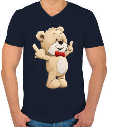 printfashion Brumi - Férfi V-nyakú póló - Sötétkék (1224349)