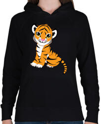 printfashion Baby Tiger - Női kapucnis pulóver - Fekete (2359375)