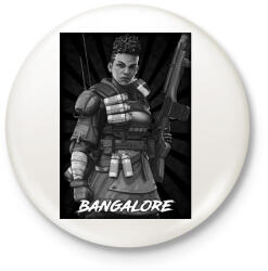 printfashion Bangalore BW - Apex Legends - Kitűző, hűtőmágnes - Fehér (3080067)