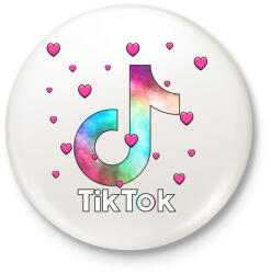 printfashion Tiktok szivecskékkel - Kitűző, hűtőmágnes - Fehér (4595917)