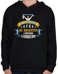 printfashion Argentin csapat - Gyerek kapucnis pulóver - Fekete (10857155)