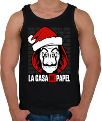 printfashion La Casa De Papel Christmas háttérrel - Férfi atléta - Fekete (5710285)