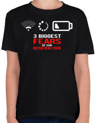 printfashion A generációnk legnagyobb félelmei - Gyerek póló - Fekete (2423177)