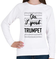 printfashion I speak trumpet - Női pulóver - Fehér (7640645)