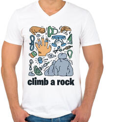 printfashion Climb a rock - Férfi V-nyakú póló - Fehér (15863535)