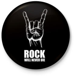 printfashion Rock will never die - Kitűző, hűtőmágnes - Fekete (4747646)