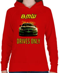 printfashion BMW-DRIVES ONLY - Női kapucnis pulóver - Piros (2203559)