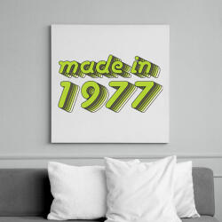 printfashion made-in-1977-green-grey - Vászonkép - Fehér (6622661)